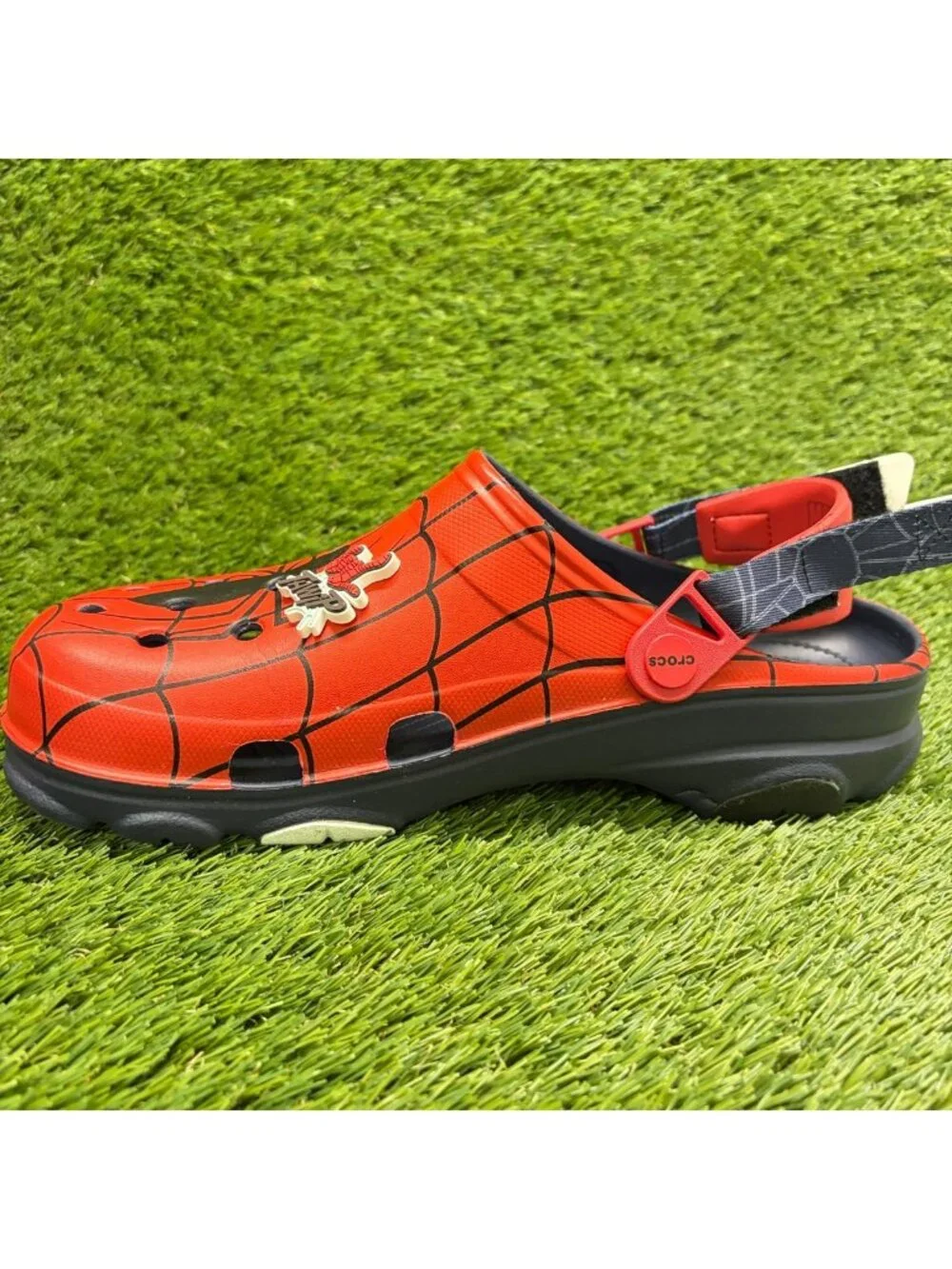 Crocs Spider-Man All-Terrain Mens Size 11 Red Black Beach Outdoor Clogs Sandals